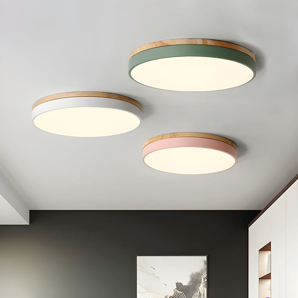Lampada da soffitto Klingelige – Legno e acrilico – Verde – Ø40 cm – Moderna lampada LED da soffitto per soggiorno