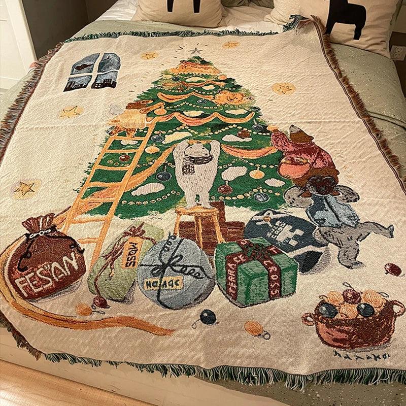 Coperta di Natale in Morbido Pile con Stampa di Schiaccianoci e Albero di Natale