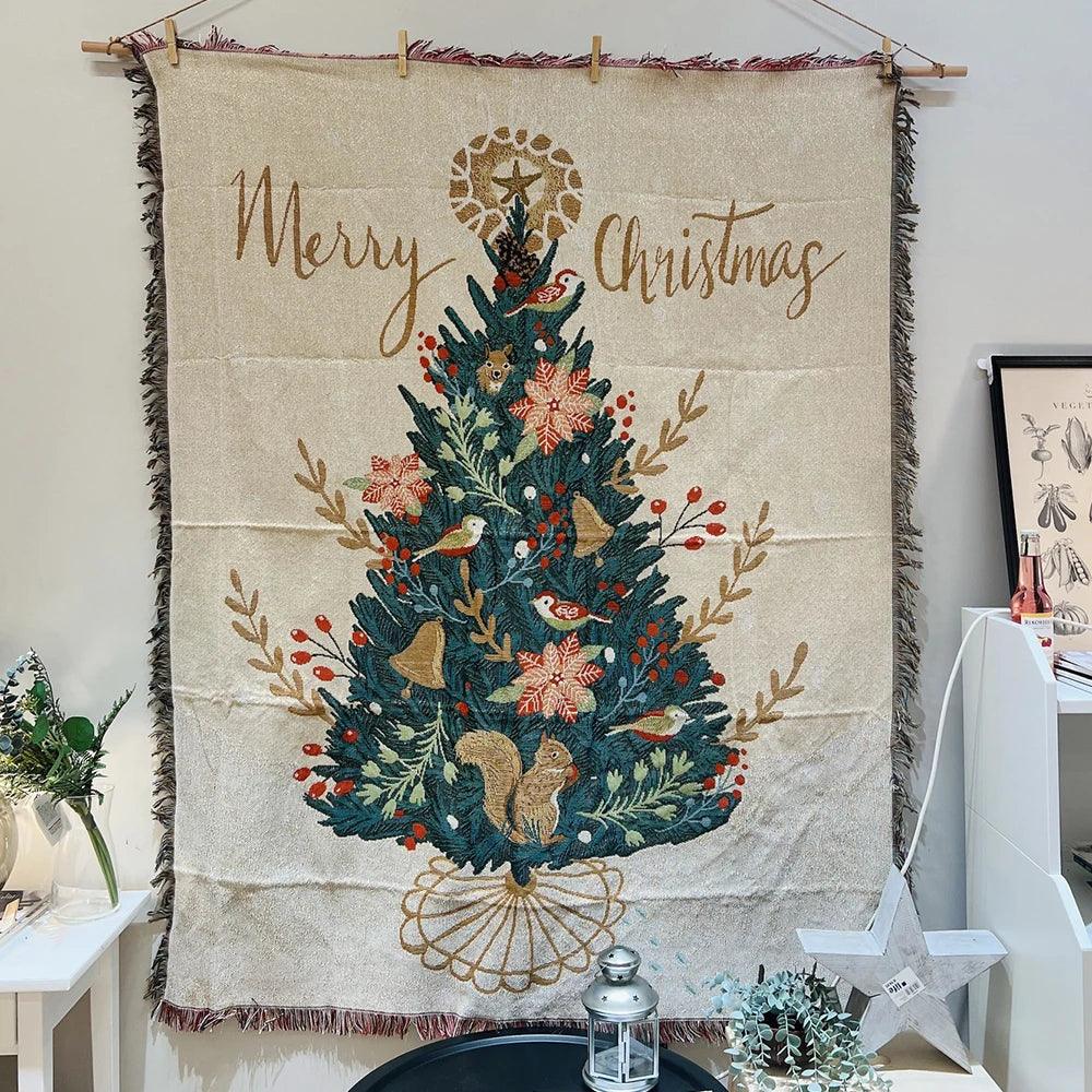 Coperta di Natale in Morbido Pile con Stampa di Schiaccianoci e Albero di Natale