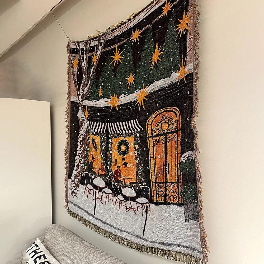 Coperta di Natale in Morbido Pile con Stampa di Schiaccianoci e Albero di Natale