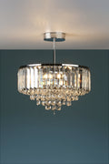 Laura Ashley Vienna 3 Luci Semi Flush Cristallo e Cromo Lucido