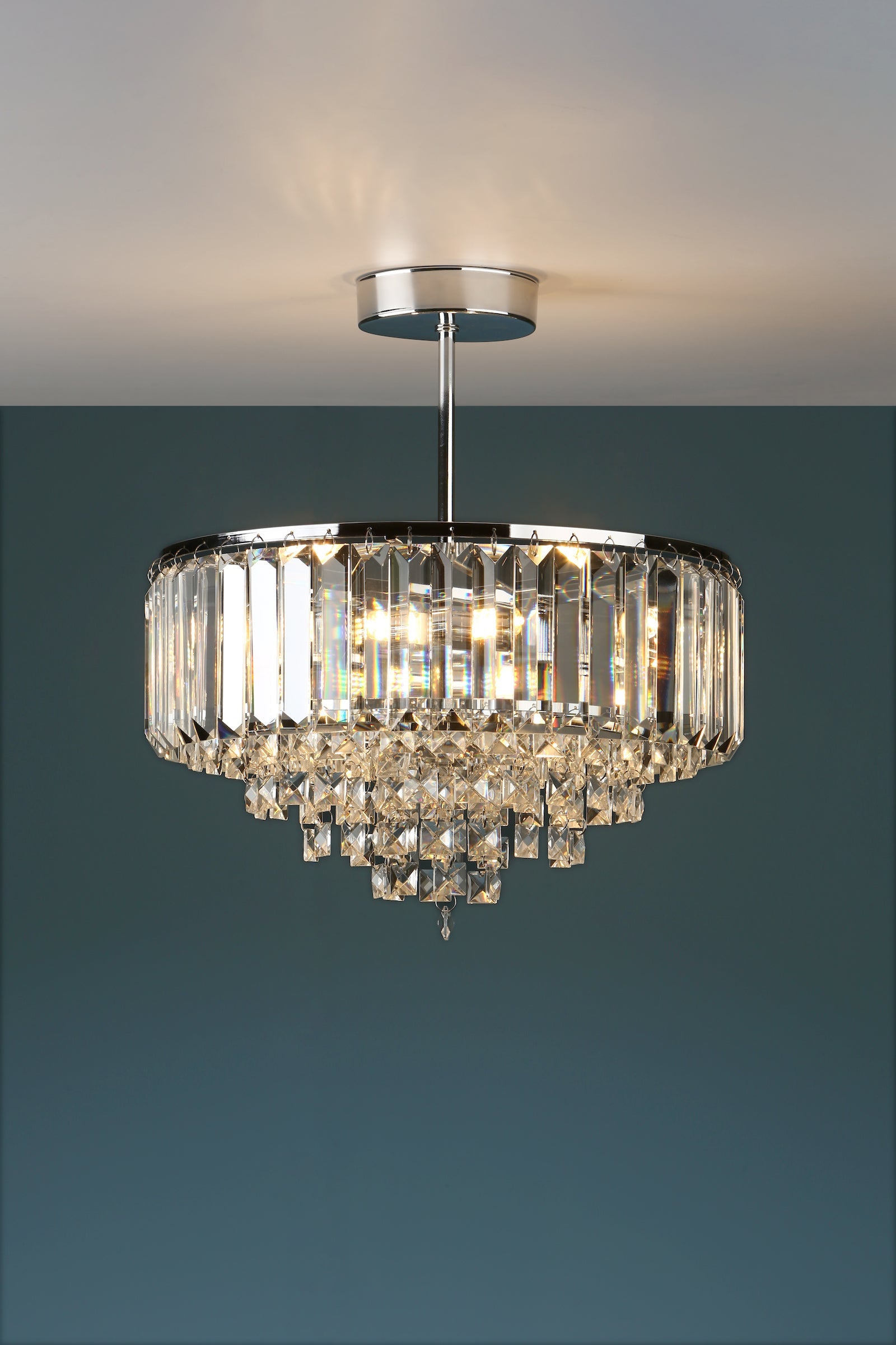 Laura Ashley Vienna 3 Luci Semi Flush Cristallo e Cromo Lucido