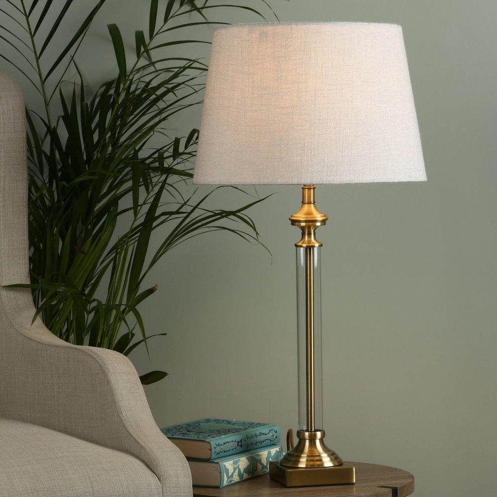 Lampada da tavolo a candeliere in vetro Laura Ashley Winston Ottone Antico