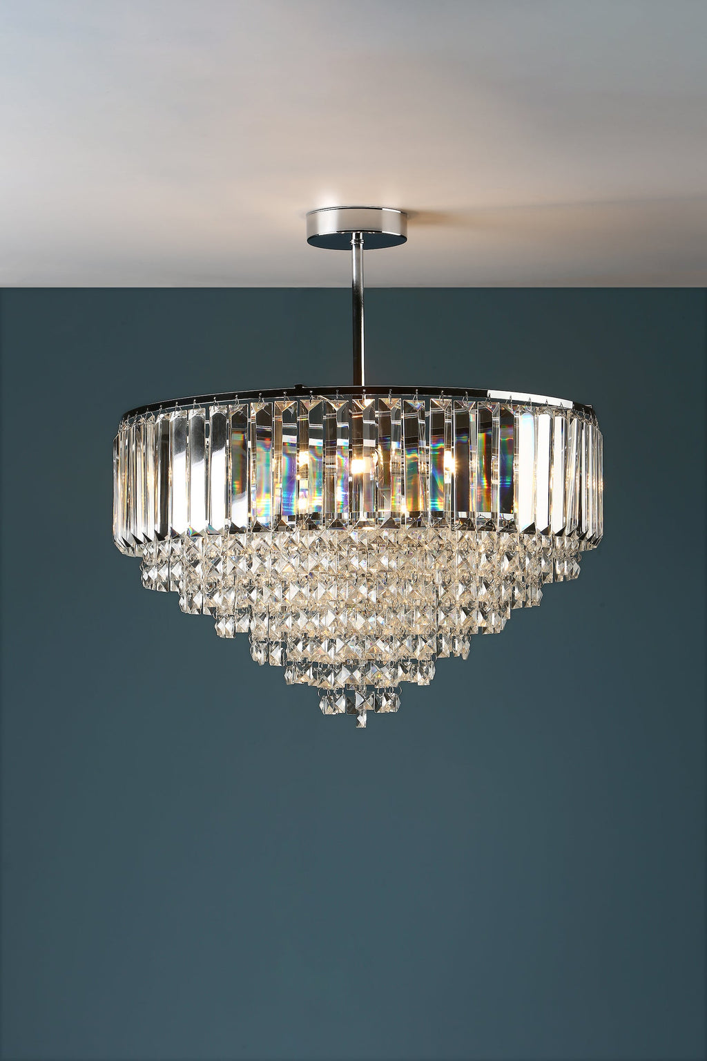 Laura Ashley Vienna 5 Luci Semi Flush Cristallo e Cromo Lucido