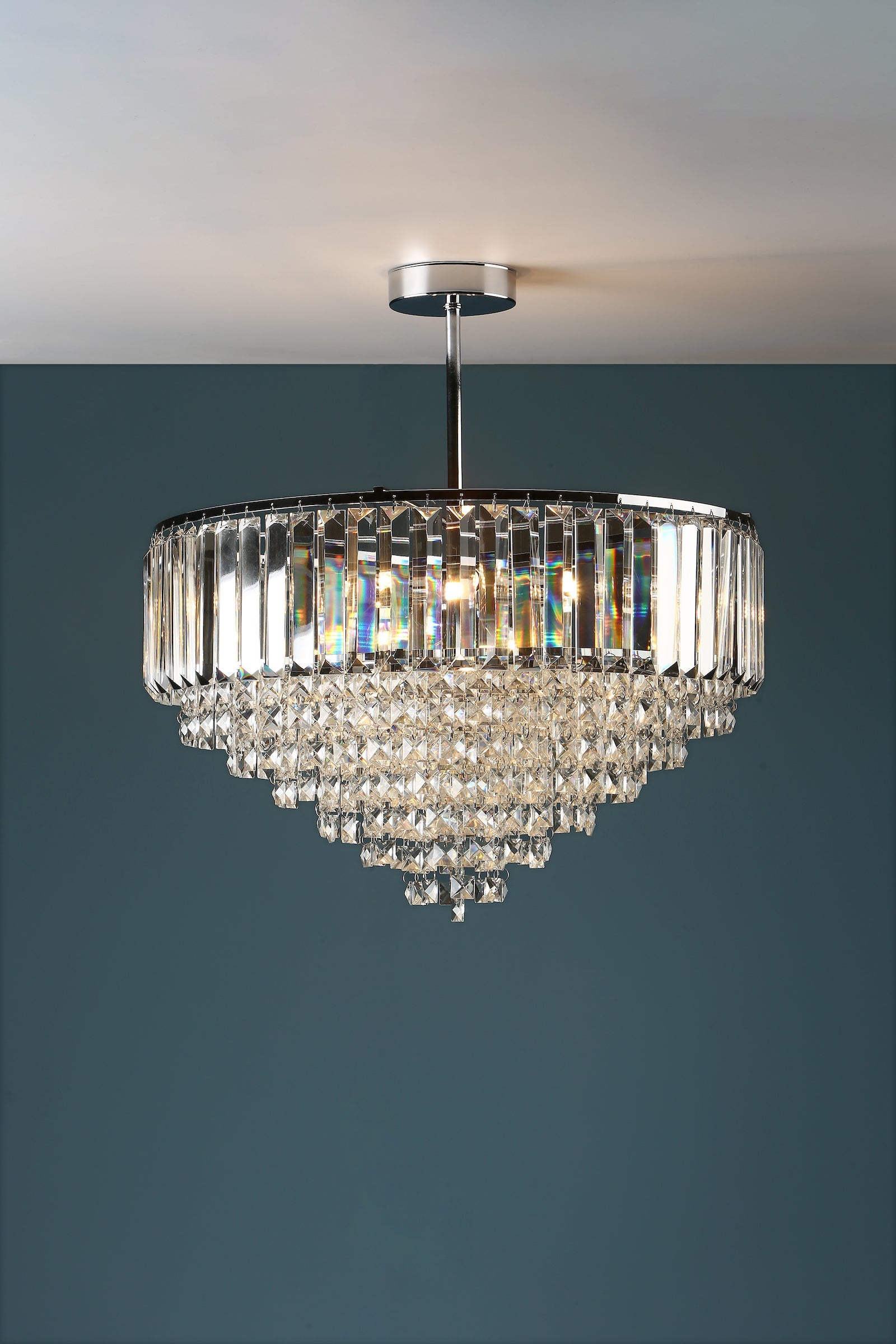 Laura Ashley Vienna 5 Luci Semi Flush Cristallo e Cromo Lucido