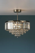 Laura Ashley Vienna 3 Luce Semi Flush Cristallo e Ottone Antico