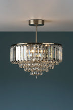 Laura Ashley Vienna 3 Luce Semi Flush Cristallo e Ottone Antico