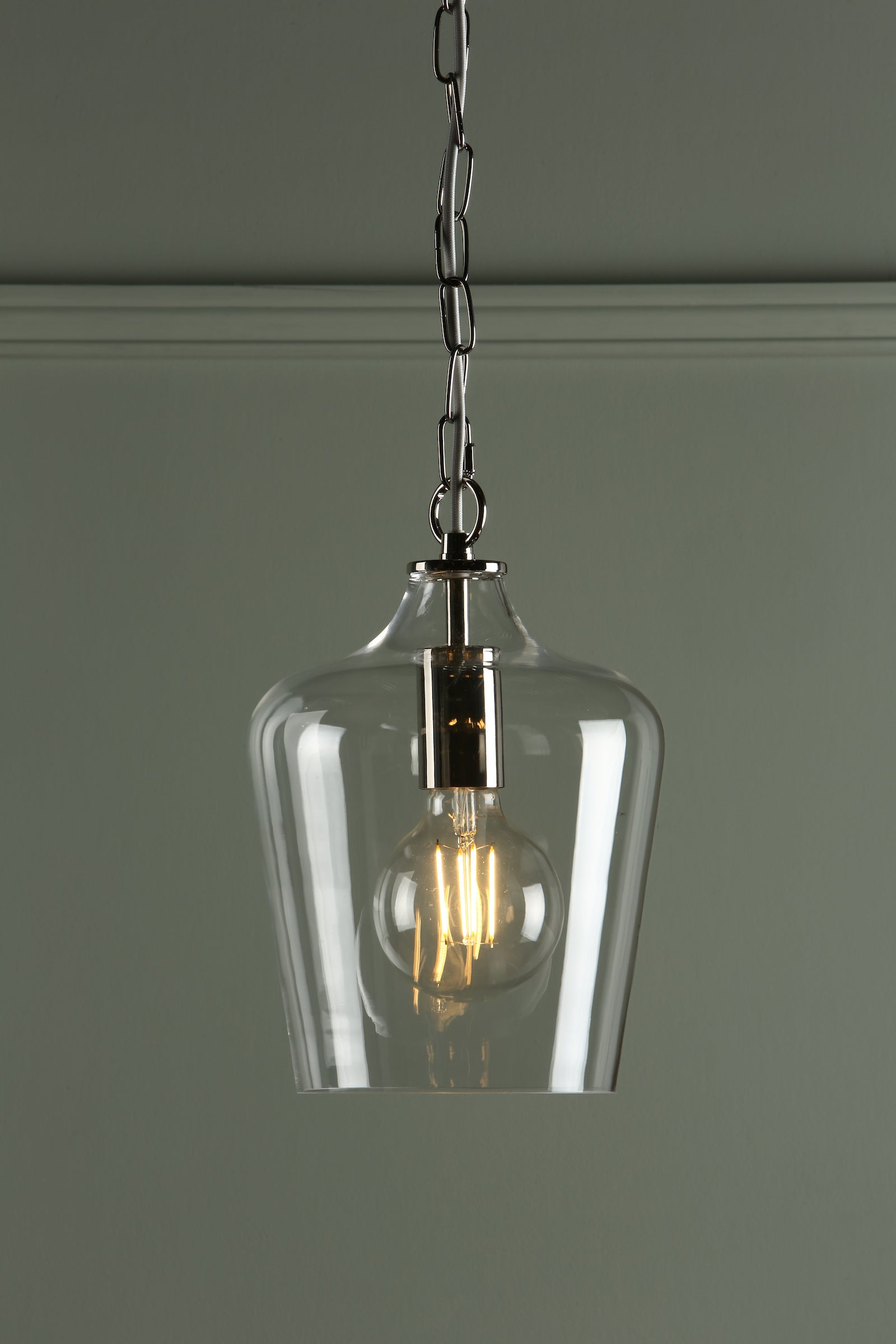 Laura Ashley Ockley Pendant Cromo Lucido & Vetro
