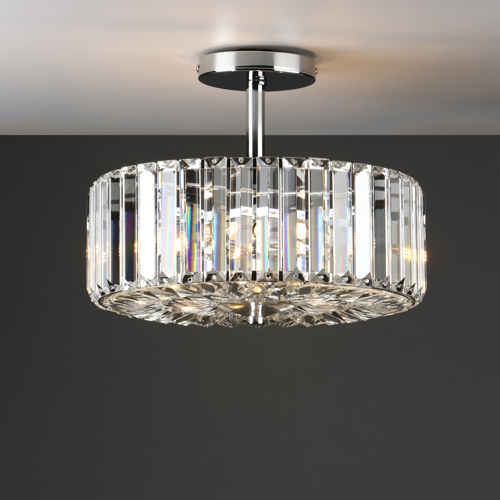 Laura Ashley Fernhurst 3 Luci Semi-Flush in Cristallo e Cromo Lucido