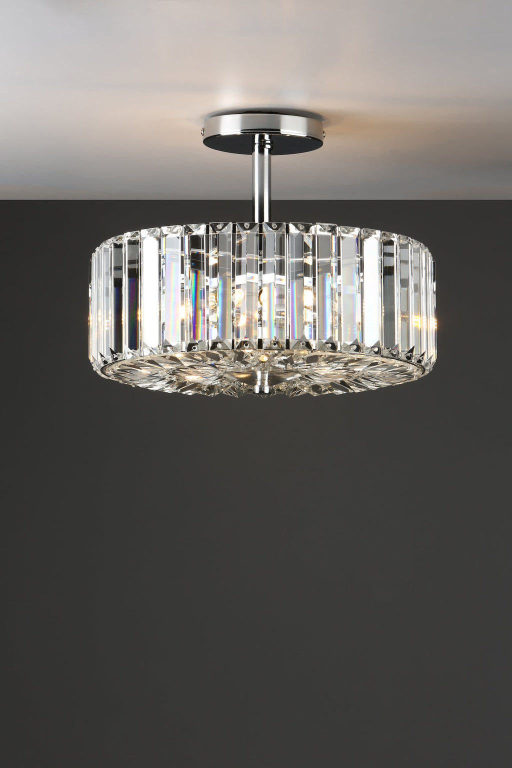 Laura Ashley Fernhurst 3 Luci Semi-Flush in Cristallo e Cromo Lucido