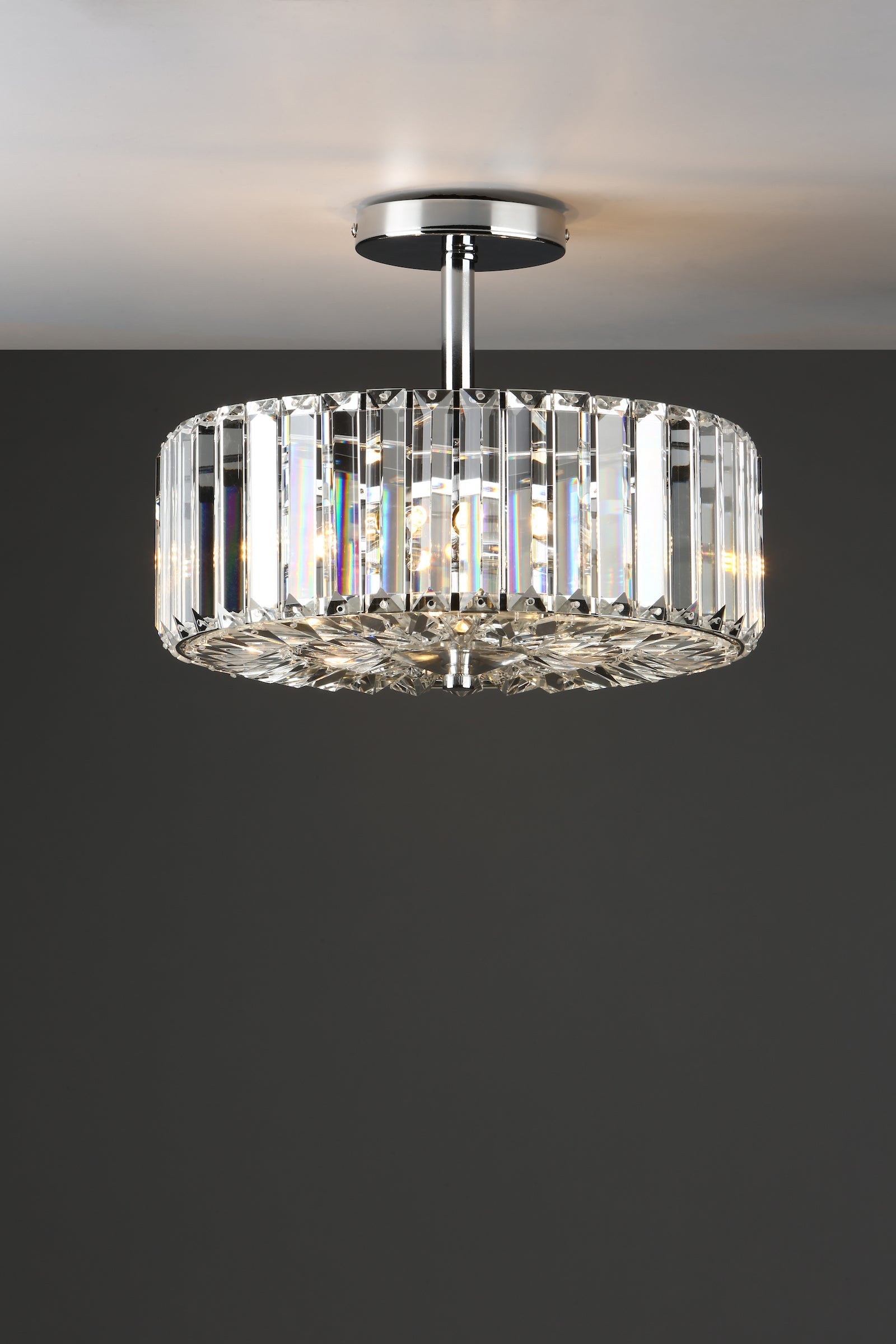 Laura Ashley Fernhurst 3 Luci Semi-Flush in Cristallo e Cromo Lucido