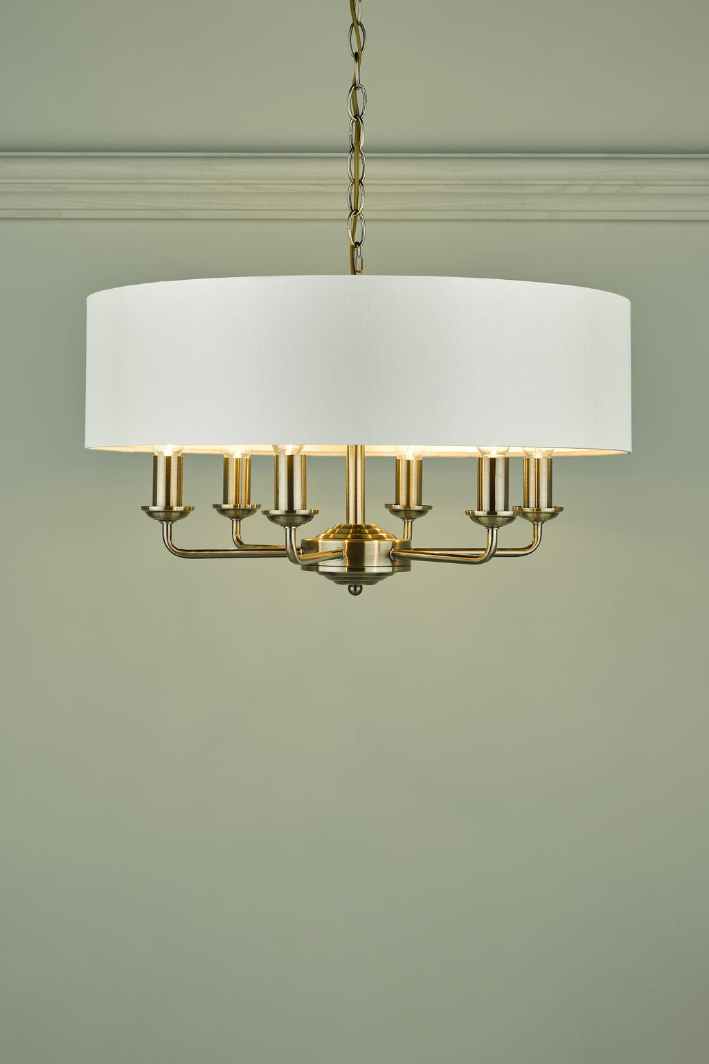 Laura Ashley Sorrento 6lt Pendant Ottone Antico con Ombra Avorio