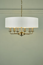 Laura Ashley Sorrento 6lt Pendant Ottone Antico con Ombra Avorio