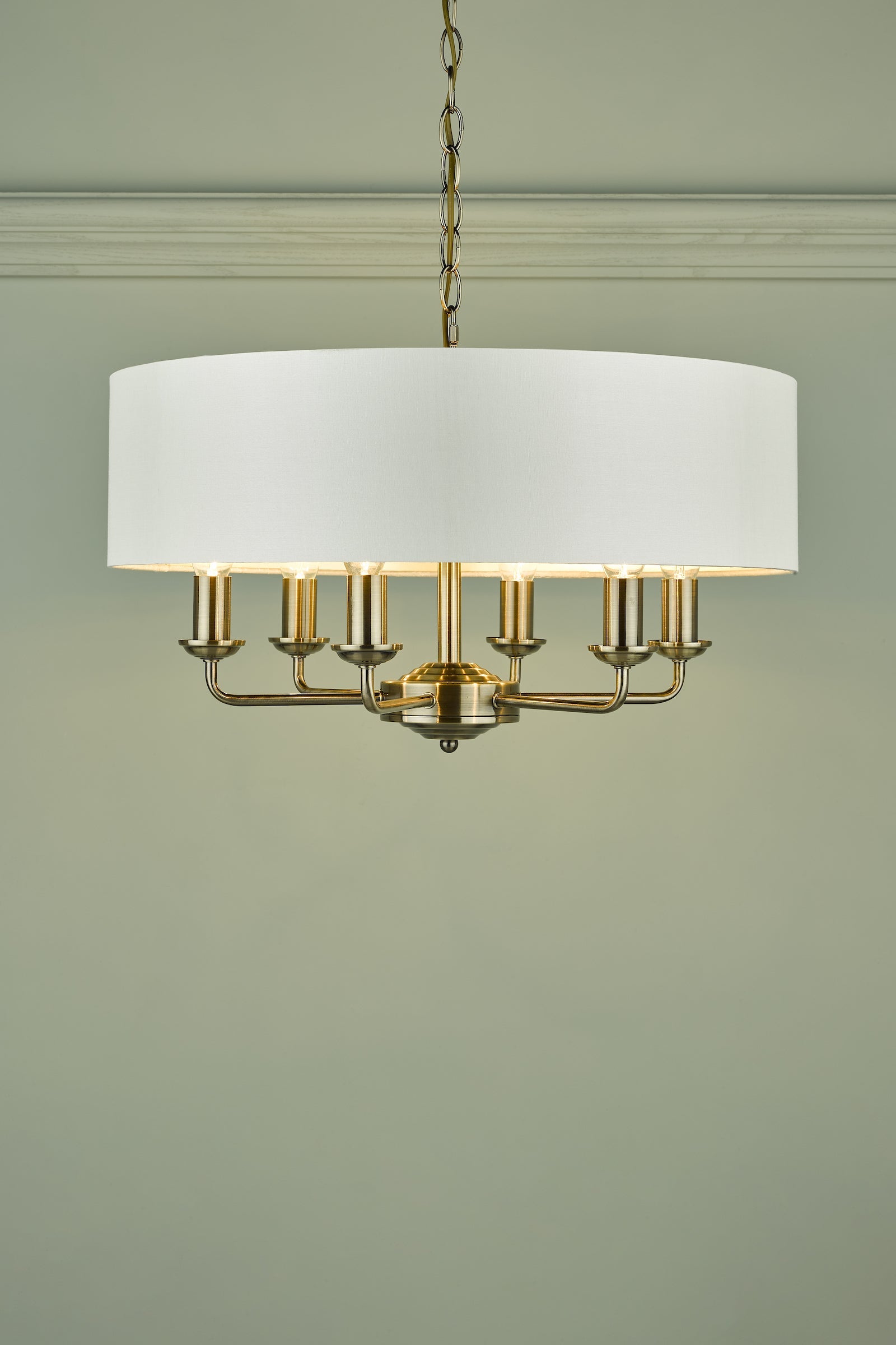 Laura Ashley Sorrento 6lt Pendant Ottone Antico con Ombra Avorio
