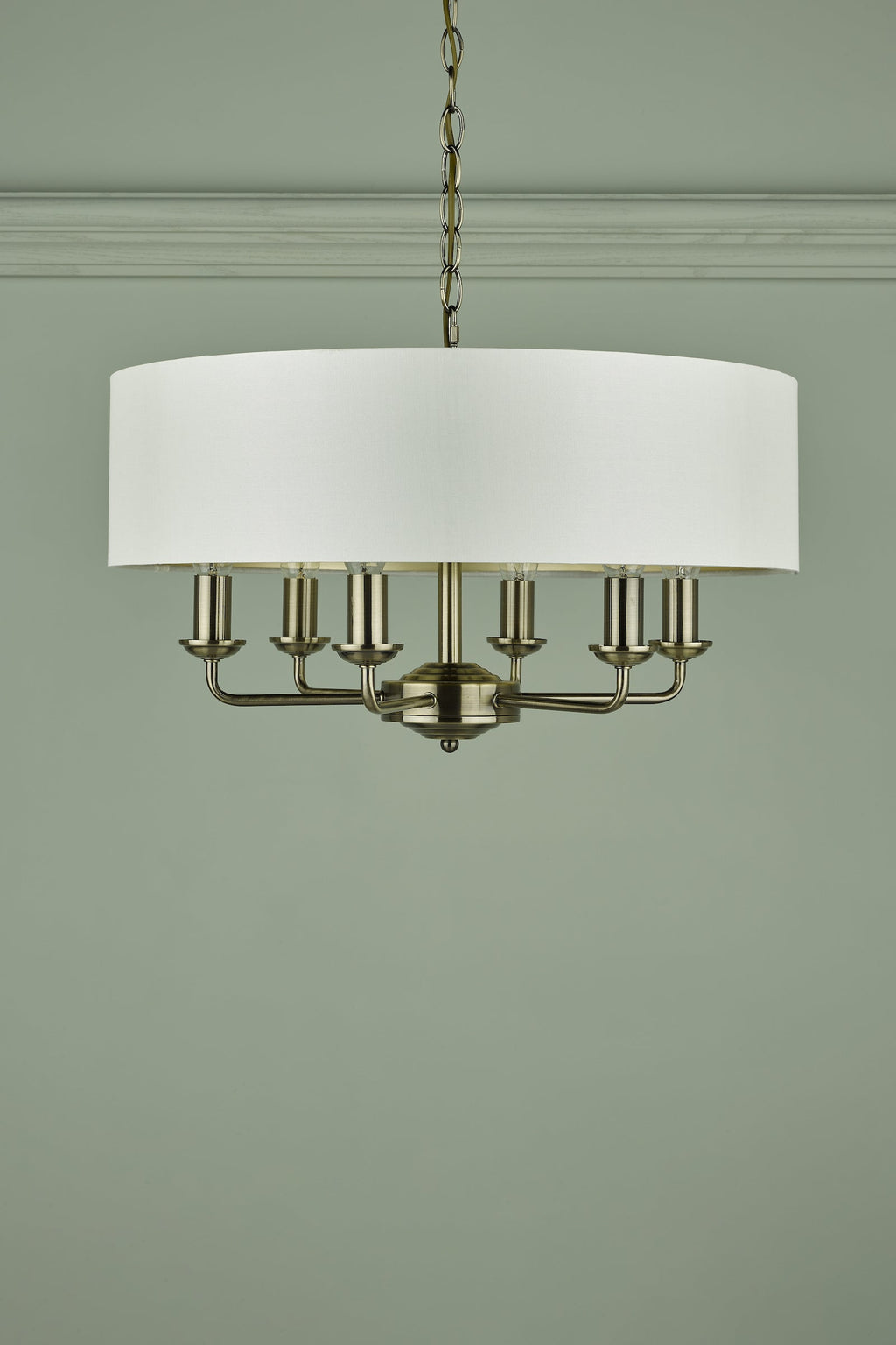 Laura Ashley Sorrento 6lt Pendant Ottone Antico con Ombra Avorio