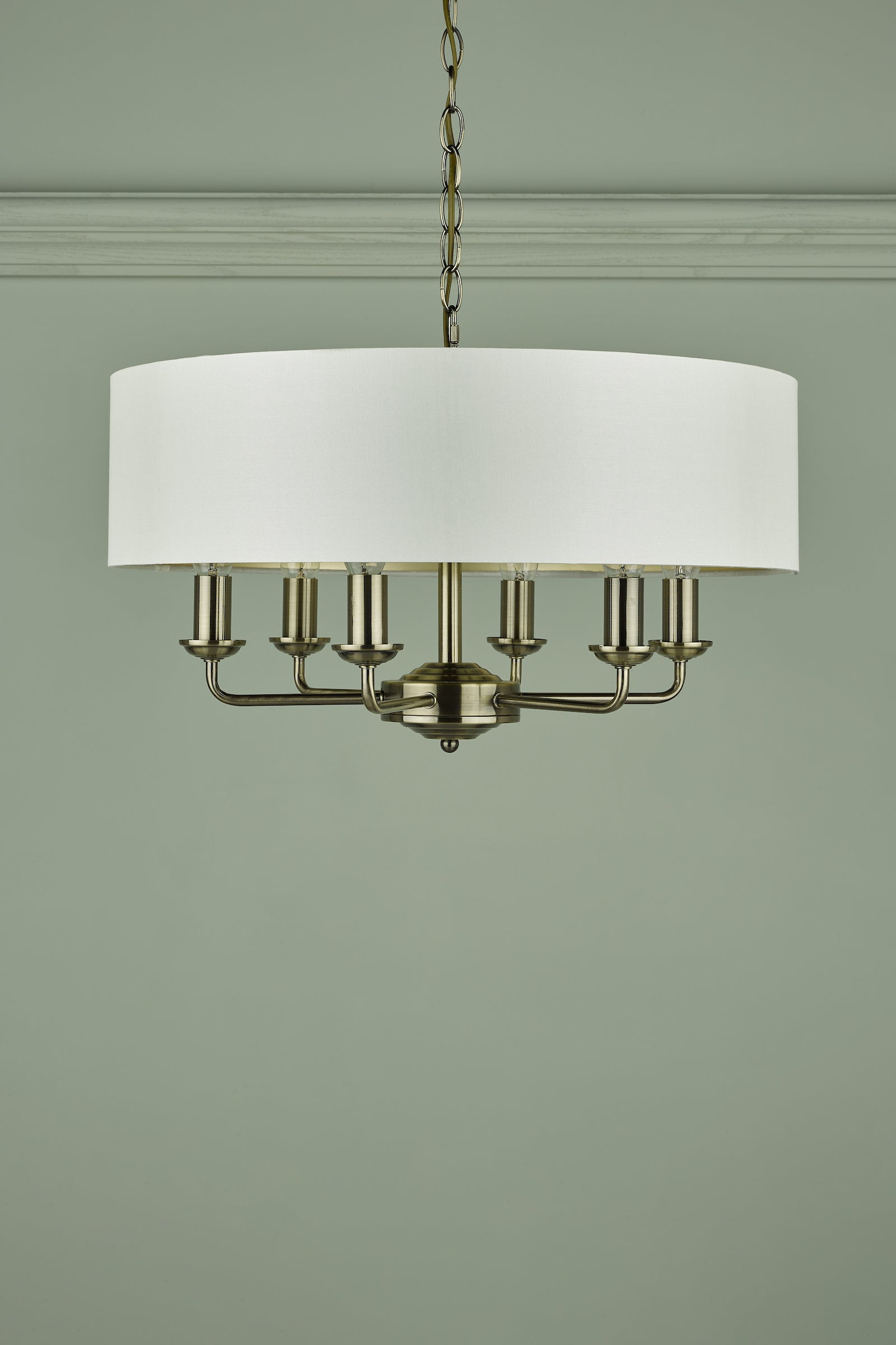 Laura Ashley Sorrento 6lt Pendant Ottone Antico con Ombra Avorio