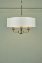 Laura Ashley Sorrento 3lt Pendant Ottone Antico con Paralume Avorio