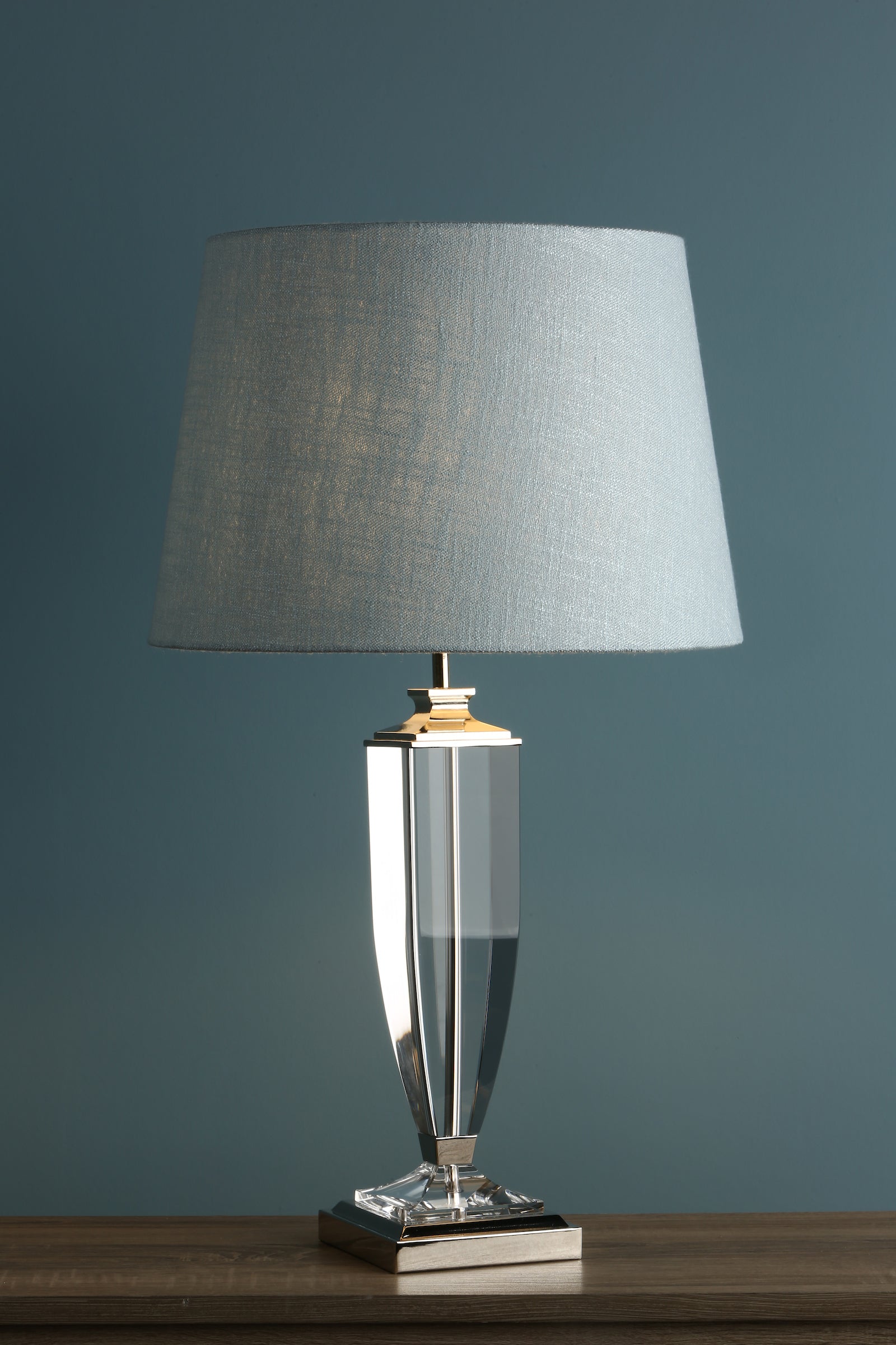 Lampada da Tavolo Grande Laura Ashley Carson Nichel Lucido e Cristallo