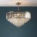 Laura Ashley Vienna 5 Luci Semi Flush Cristallo e Ottone Antico