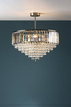 Laura Ashley Vienna 5 Luci Semi Flush Cristallo e Ottone Antico