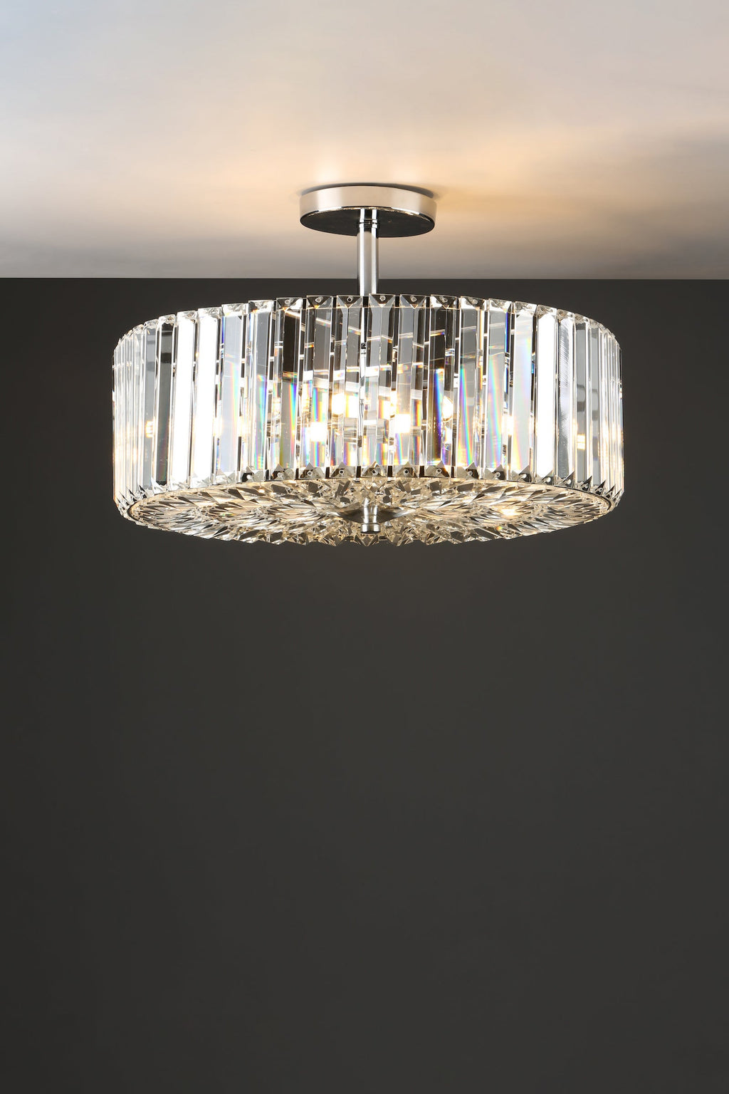 Laura Ashley Fernhurst 4 Luci Semi Flush Cristallo e Cromo Lucido