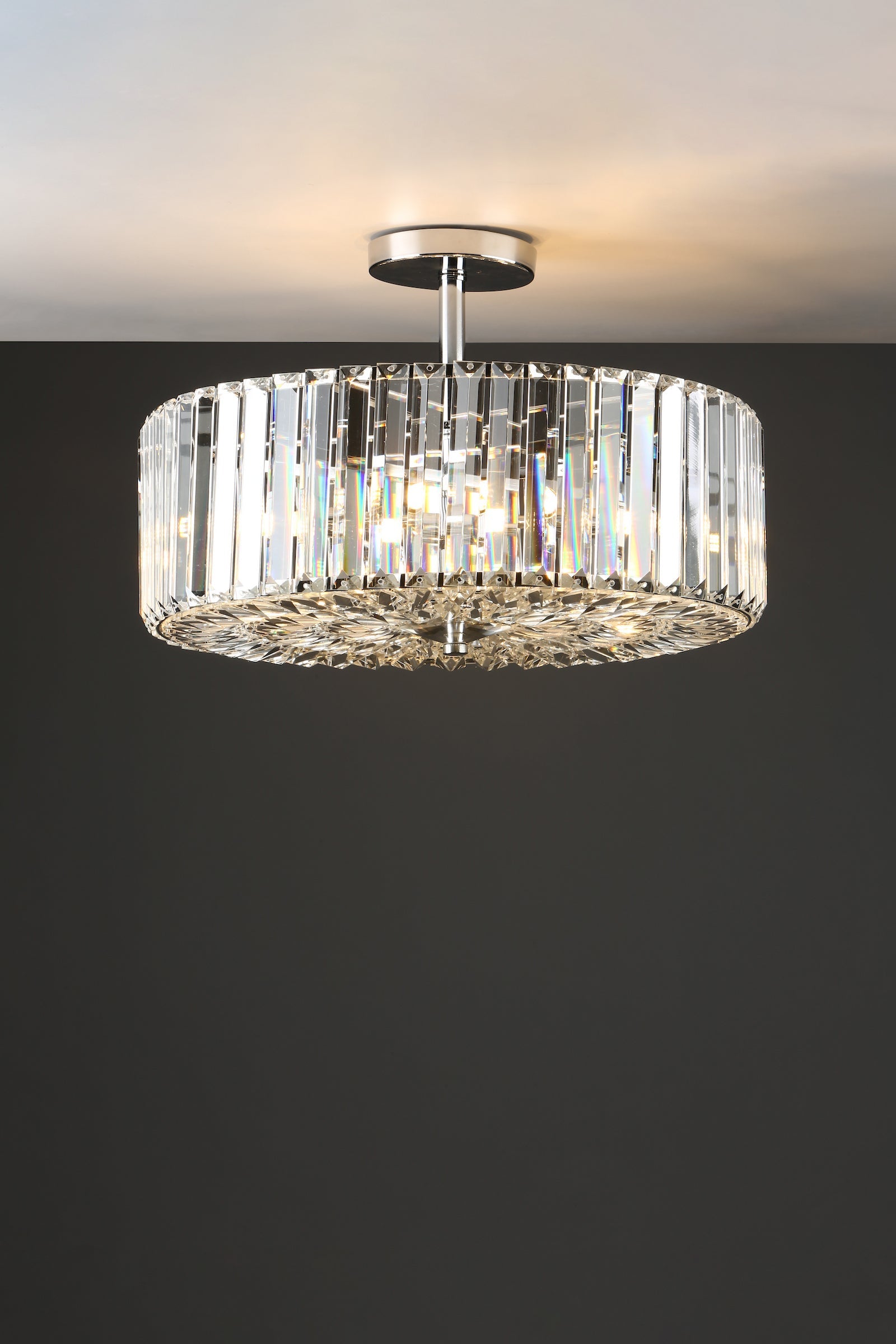 Laura Ashley Fernhurst 4 Luci Semi Flush Cristallo e Cromo Lucido