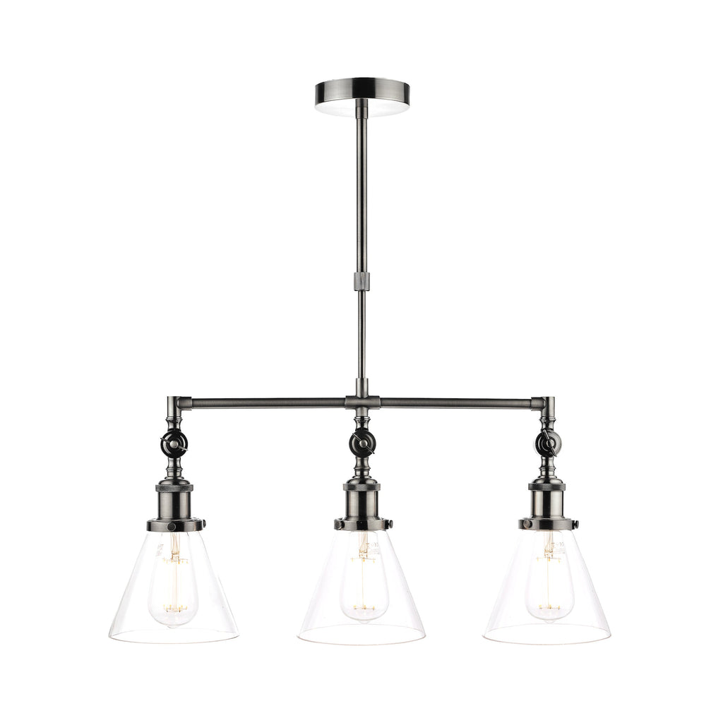 Laura Ashley Isaac Lampadario a Barra a 3 Luci Nichel Satinato