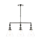 Laura Ashley Isaac Lampadario a Barra a 3 Luci Nichel Satinato