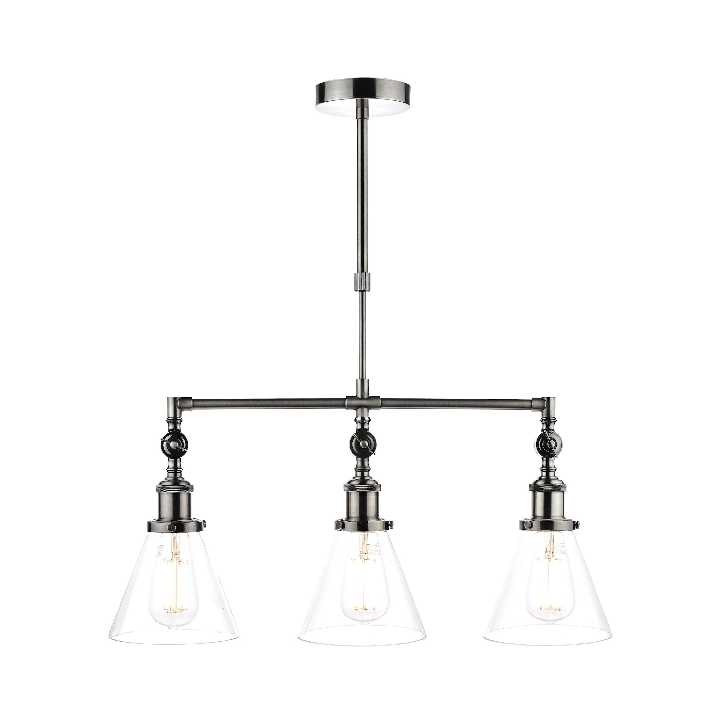 Laura Ashley Isaac Lampadario a Barra a 3 Luci Nichel Satinato