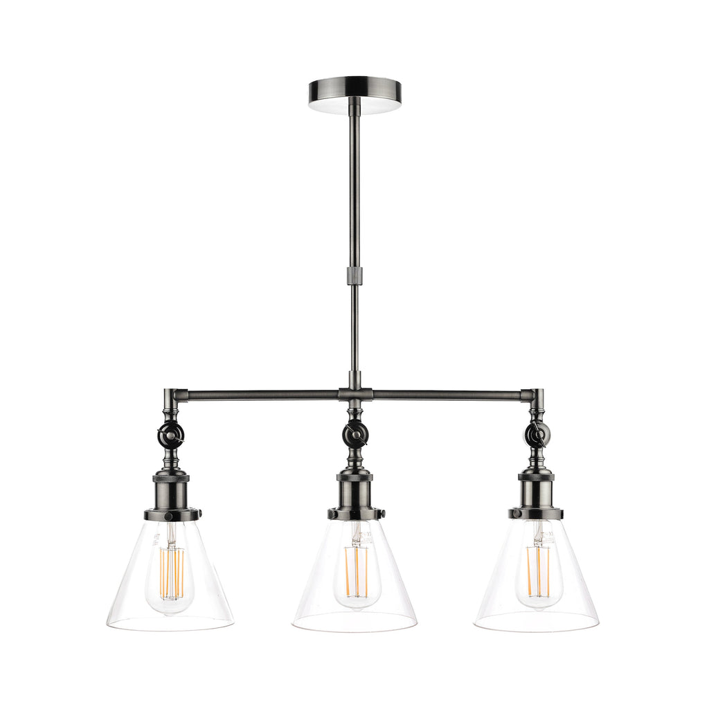 Laura Ashley Isaac Lampadario a Barra a 3 Luci Nichel Satinato