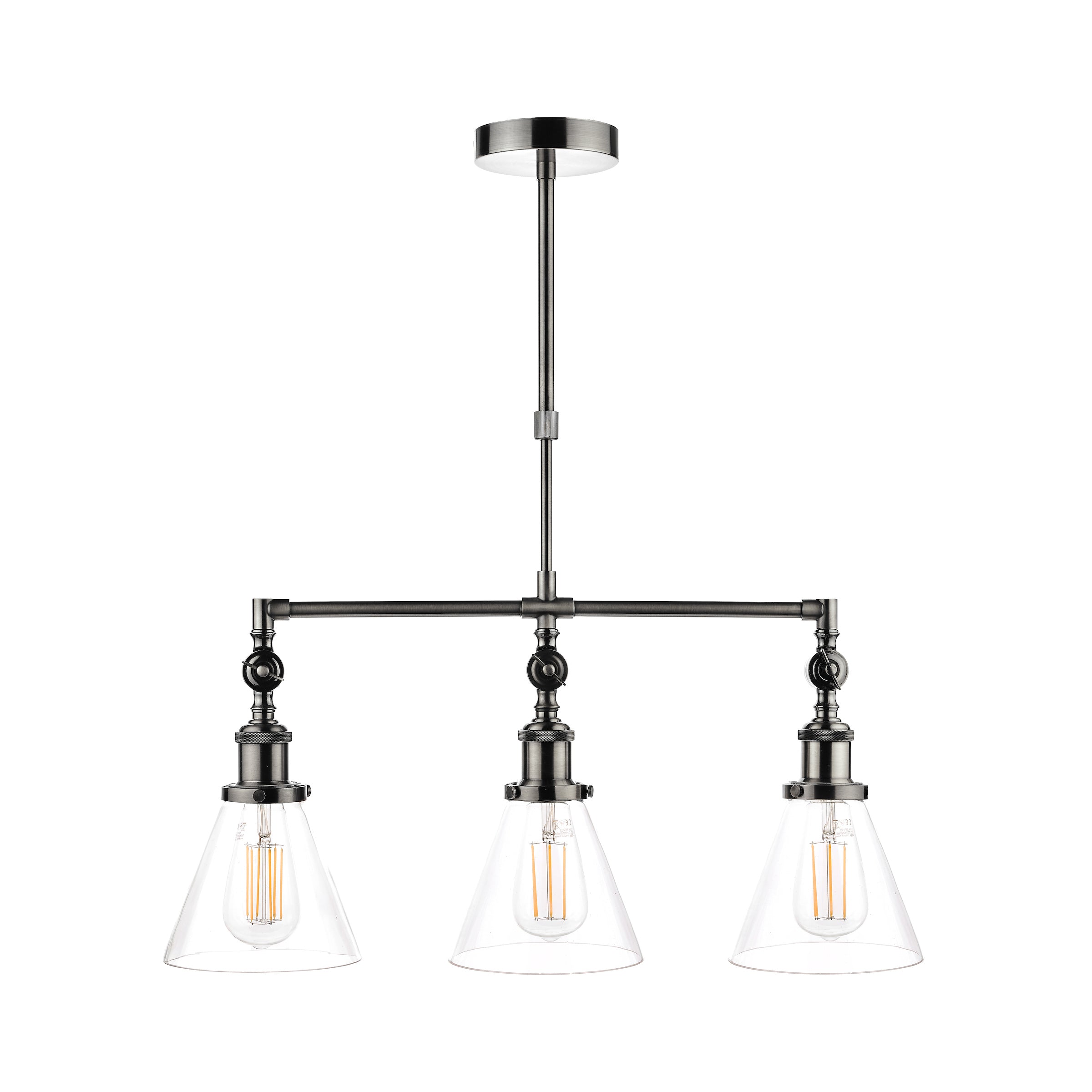 Laura Ashley Isaac Lampadario a Barra a 3 Luci Nichel Satinato