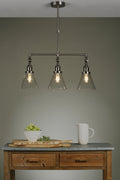 Laura Ashley Isaac Lampadario a Barra a 3 Luci Nichel Satinato