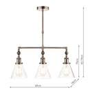 Laura Ashley Isaac Lampadario a Barra a 3 Luci Nichel Satinato