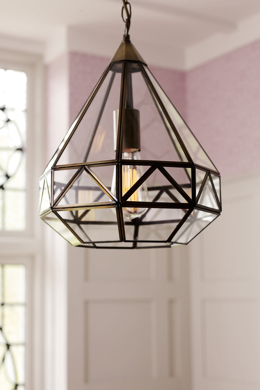 Lampadario a lanterna Laura Ashley Zaria in ottone antico