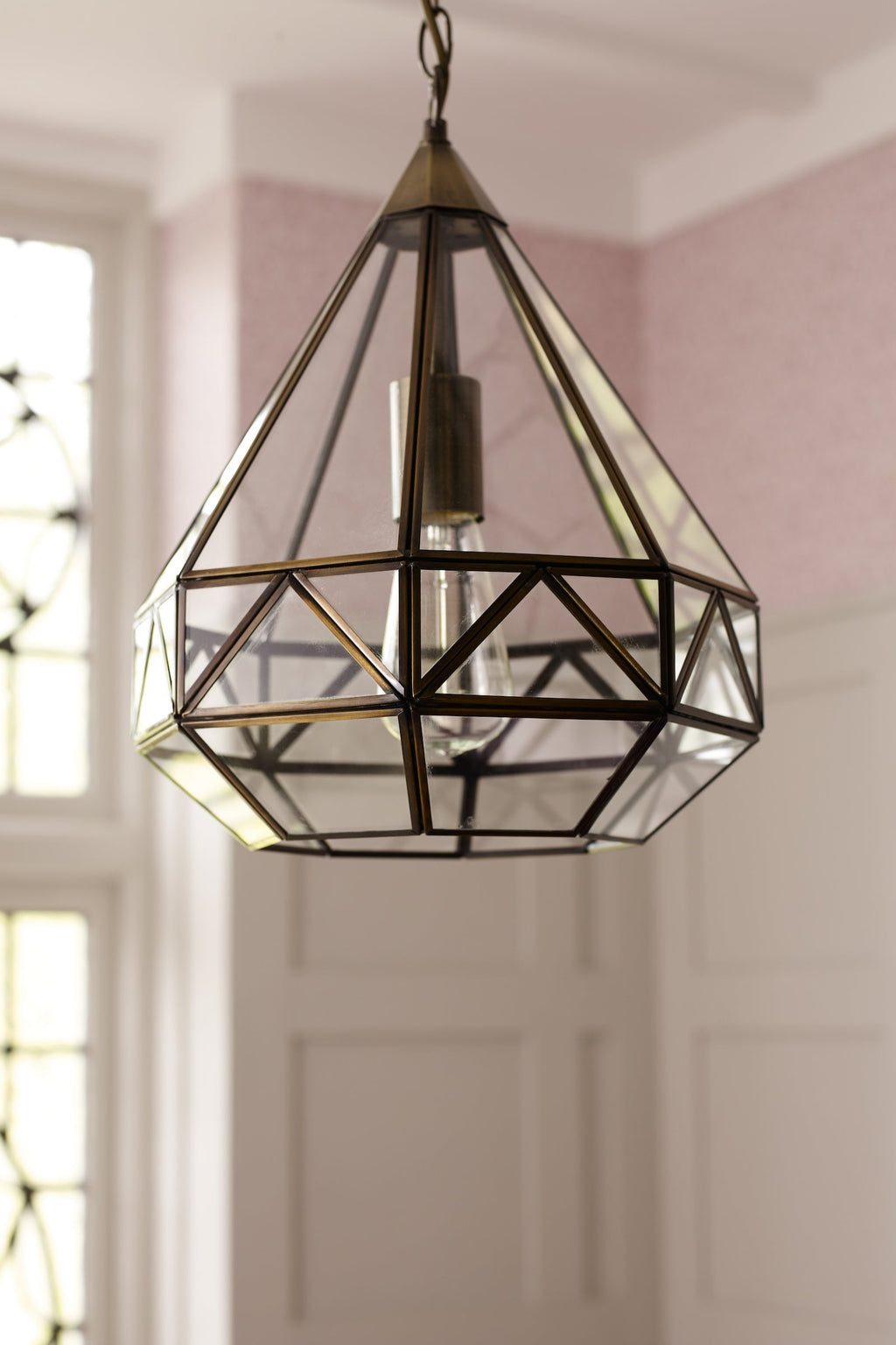 Lampadario a lanterna Laura Ashley Zaria in ottone antico