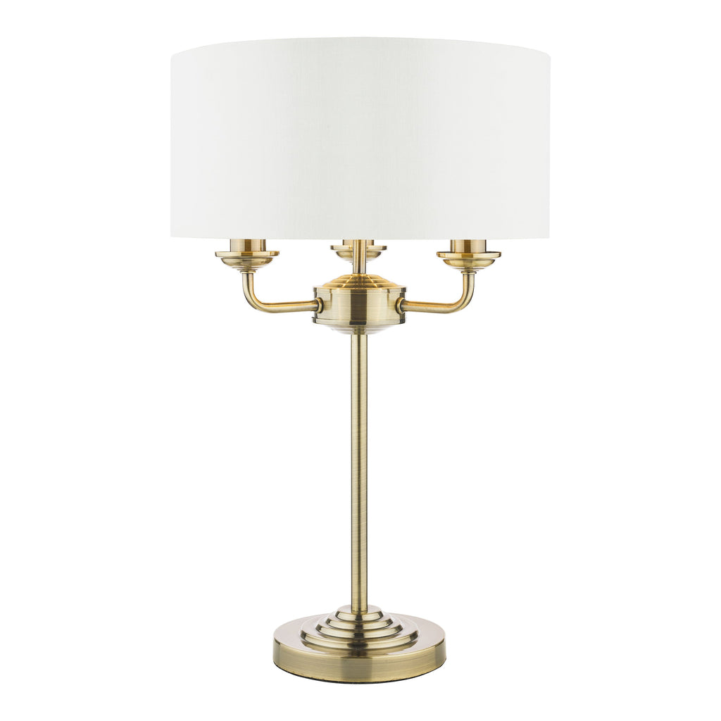Lampada da Tavolo Laura Ashley Sorrento Ottone Antico con Paralume Avorio
