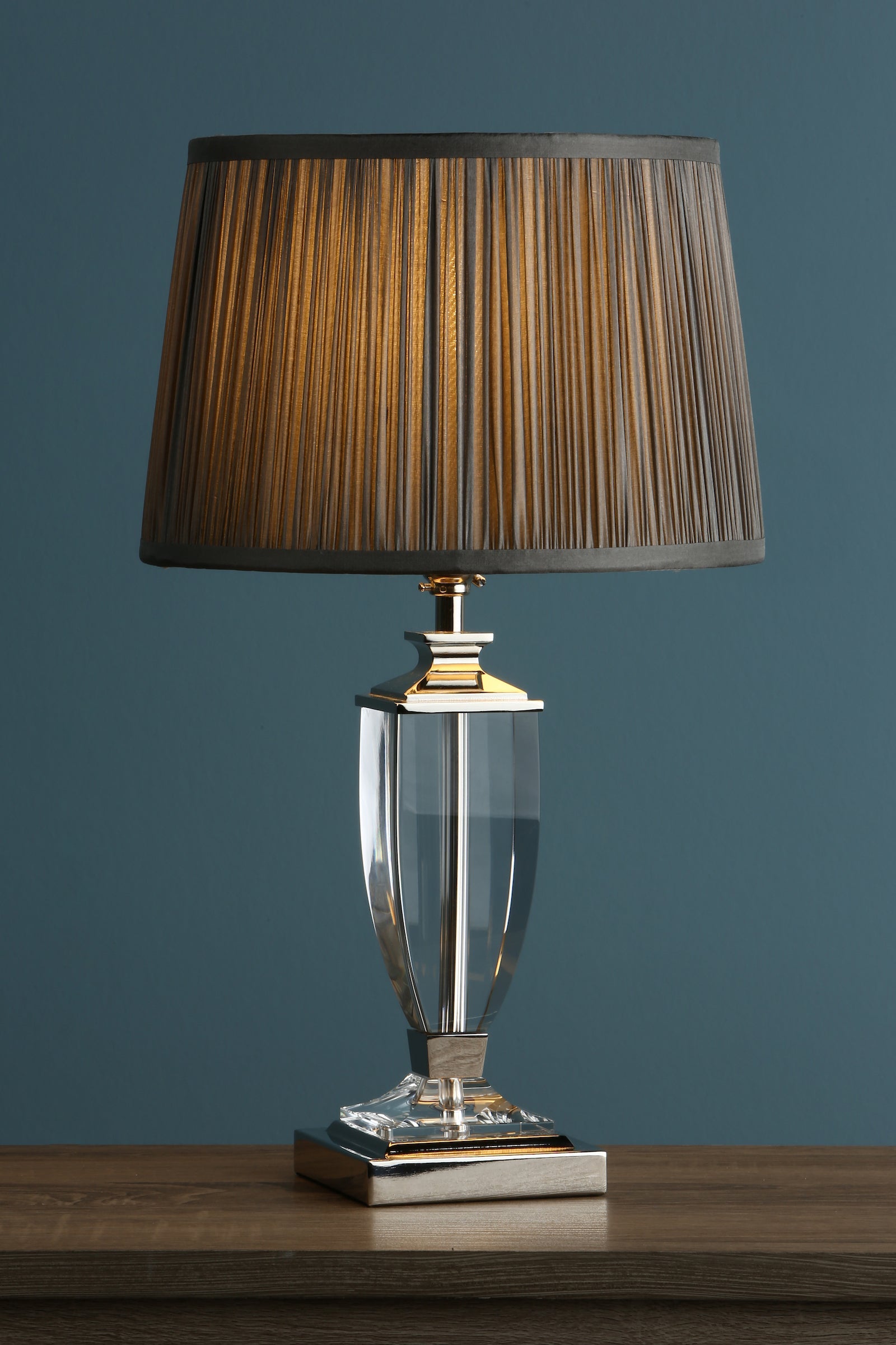 Lampada da Tavolo Piccola Laura Ashley Carson in Nichel Lucido e Cristallo