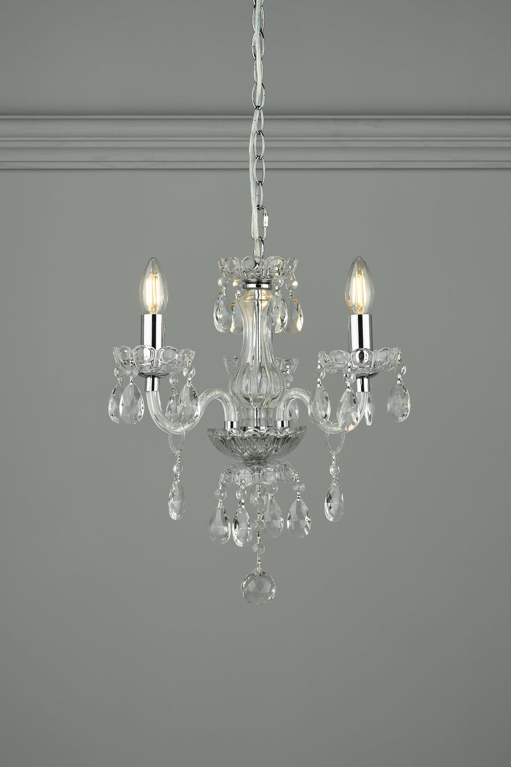 Laura Ashley Harriet Lampadario a 3 Luci in Cristallo e Cromo Lucido