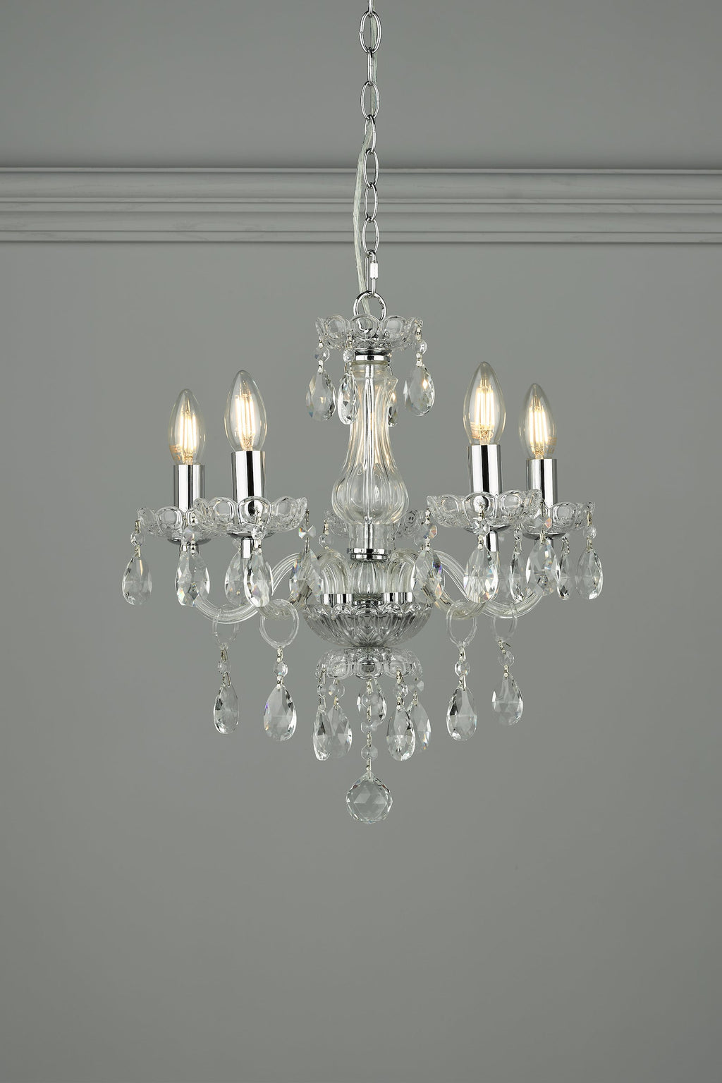 Laura Ashley Harriet Lampadario a 5 Luci in Cristallo e Cromo Lucido