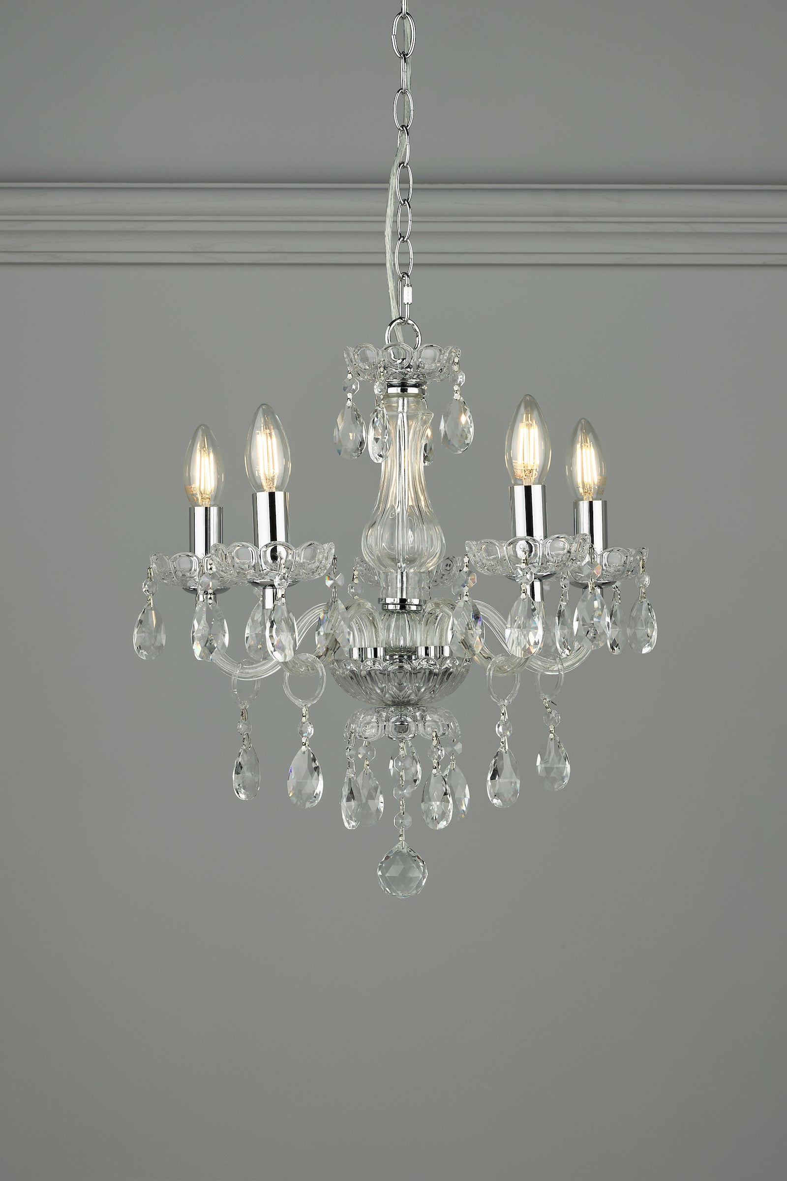 Laura Ashley Harriet Lampadario a 5 Luci in Cristallo e Cromo Lucido