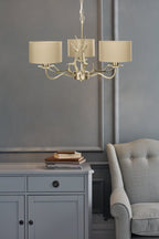 Lampadario a 3 luci Laura Ashley Mulroy Antler Champagne con Paralumi