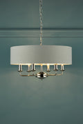 Laura Ashley Sorrento 6lt Pendant Nichel Lucido con Ombra Argento