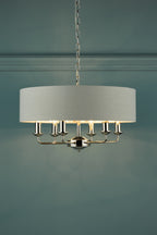 Laura Ashley Sorrento 6lt Pendant Nichel Lucido con Ombra Argento