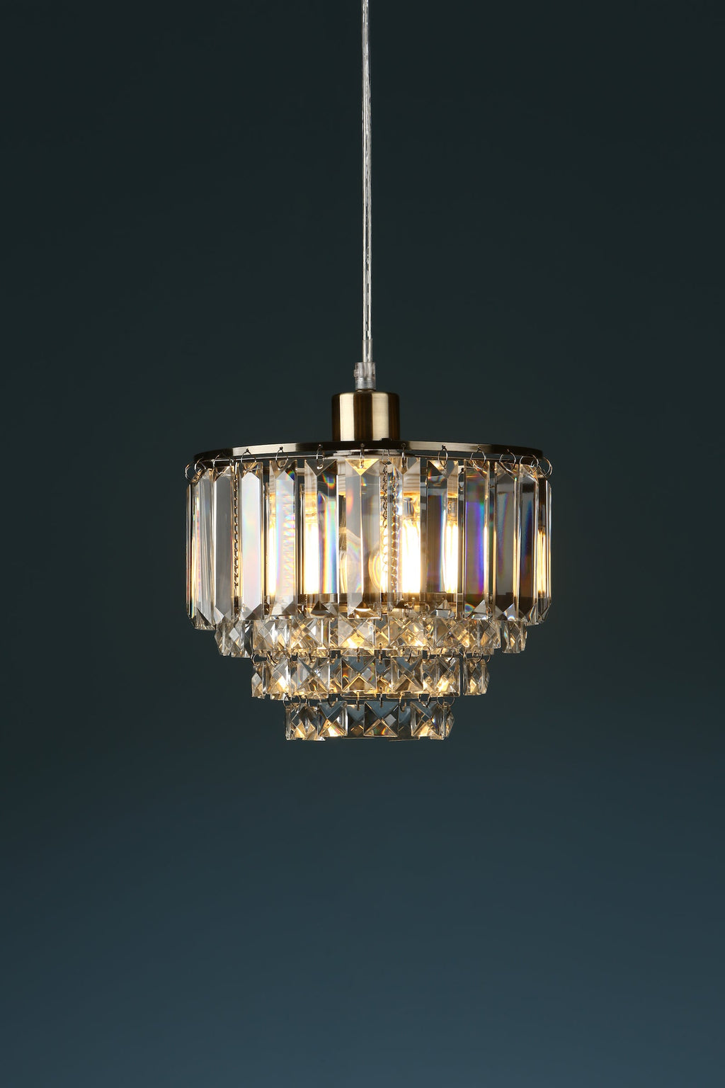 Laura Ashley Vienna Easy Fit Pendant Cristallo e Ottone Antico