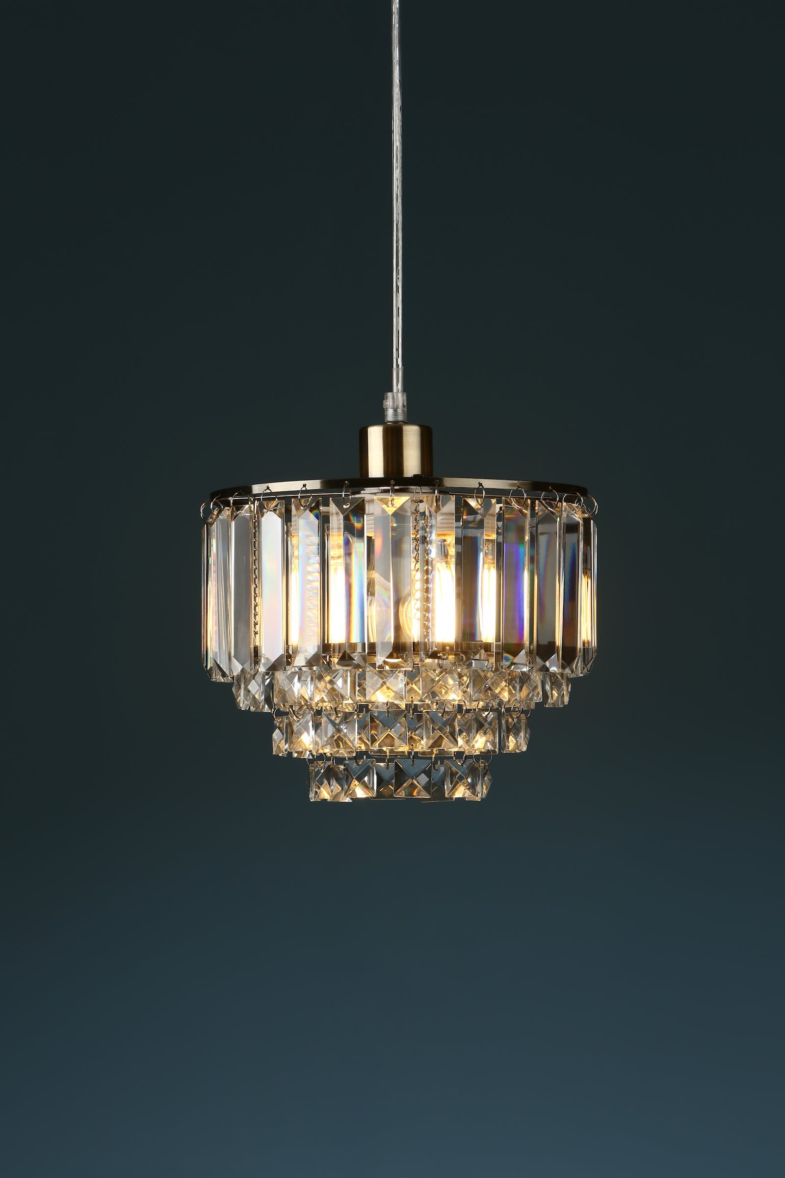 Laura Ashley Vienna Easy Fit Pendant Cristallo e Ottone Antico