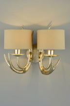 Applique Doppia Laura Ashley Mulroy Antler Champagne con Paralumi