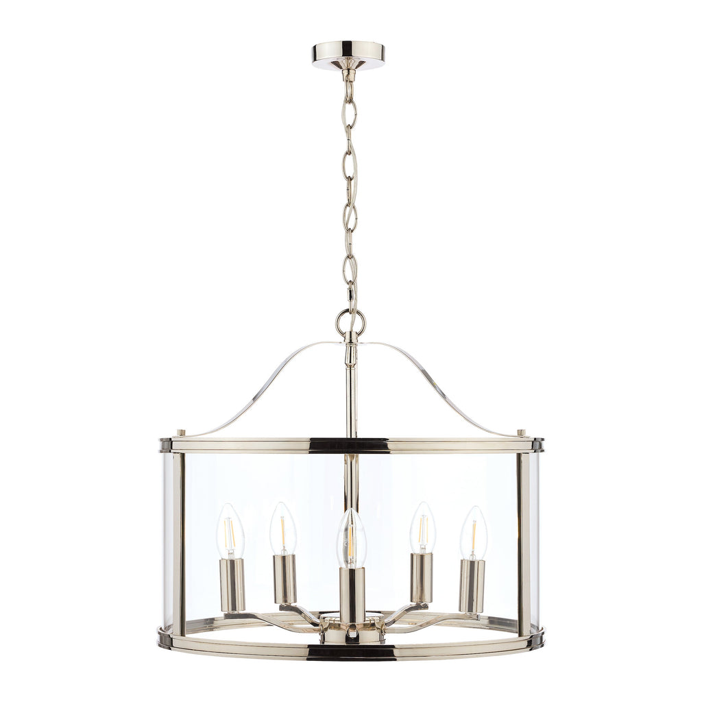 Laura Ashley Harrington 5 Luce Pendente Nichel Lucido