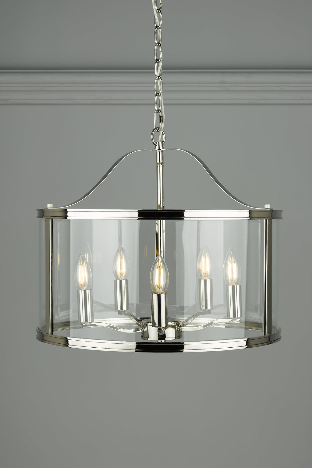 Laura Ashley Harrington 5 Luce Pendente Nichel Lucido