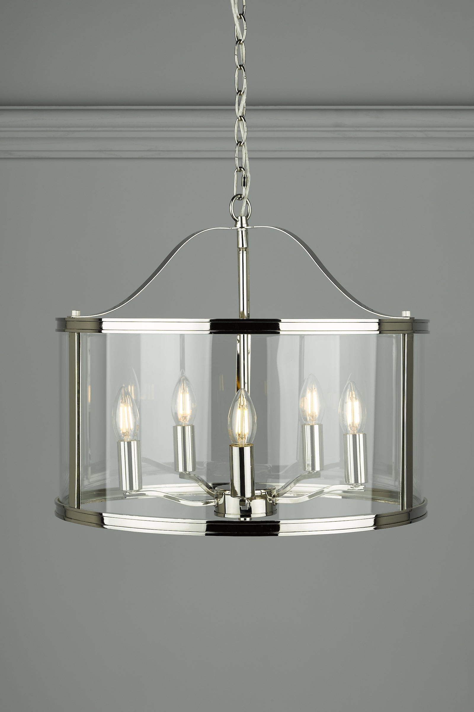Laura Ashley Harrington 5 Luce Pendente Nichel Lucido