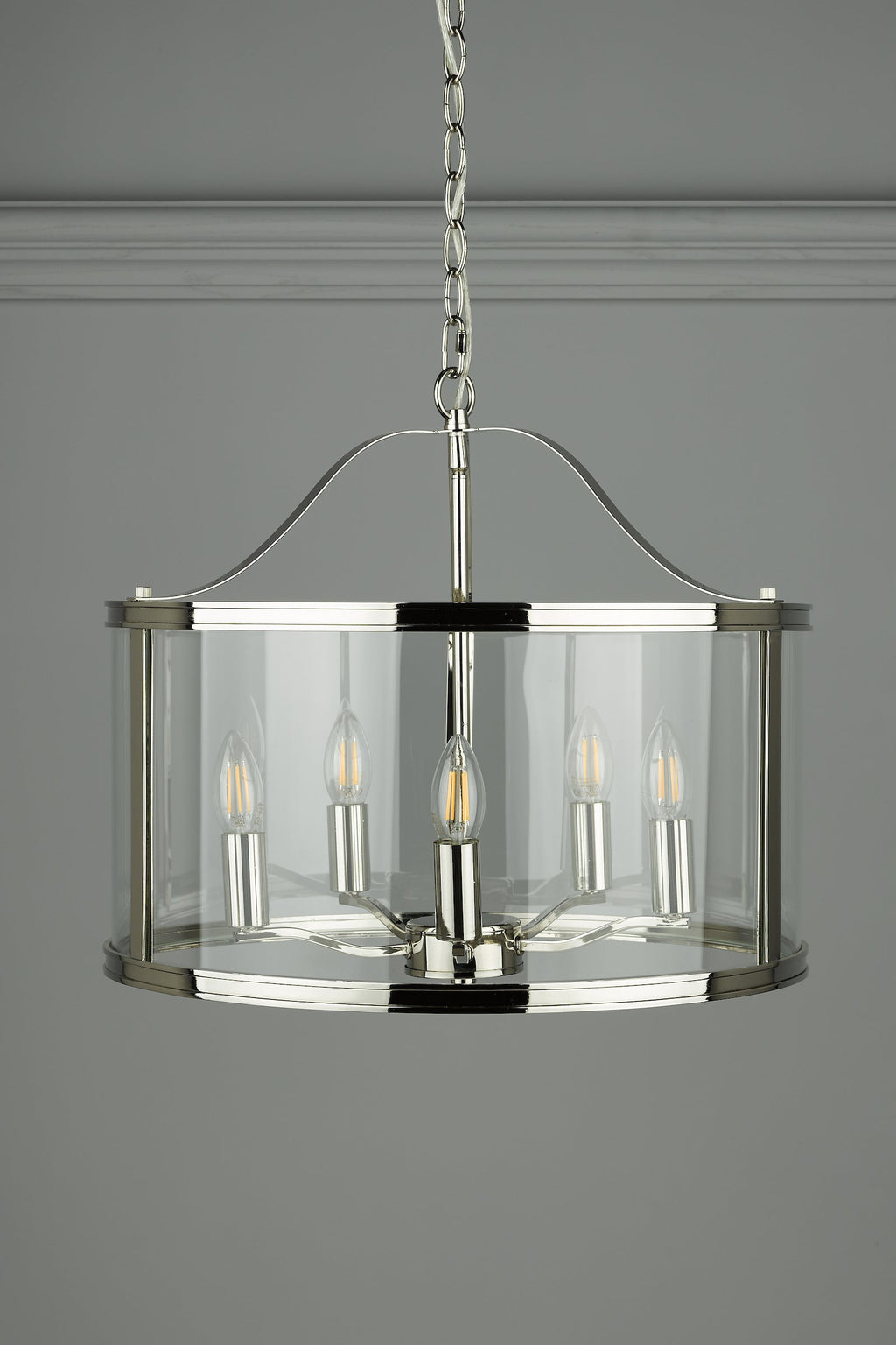 Laura Ashley Harrington 5 Luce Pendente Nichel Lucido